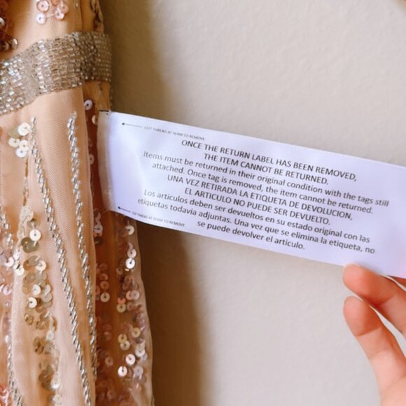 Mac Duggal 5445 Cap Sleeve Embellished Evening Gown Beige Multi Size 16 NWOT - Picture 6 of 13